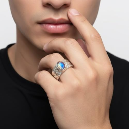 Image of 55Carat Choose Your Color Genuine Gemstone Sterling Silver Ring Band Vintage Handmade Jewelry Sizes 5-12