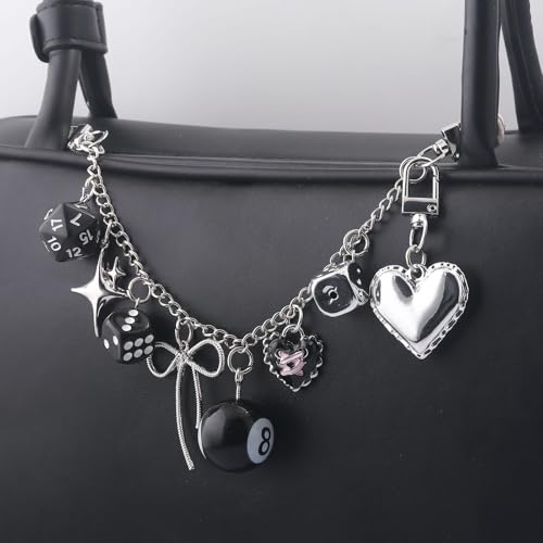 Image of 8 Ball Dice Charm Keychain - Cute Bag Purse Handbag Accessories - Y2K Aesthetic Key Chain for Women Men