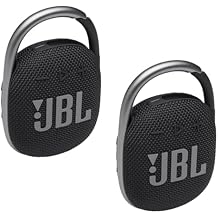 JBL 2 Pack Clip 4 Waterproof Wireless Audio Bluetooth Speaker Bundle (Black)