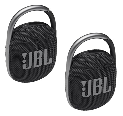 2 Pack JBL Clip 4 Waterproof Wireless Audio Bluetooth Speaker Bundle (Black)