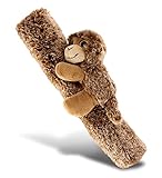 DolliBu Brown Monkey Plush Car Seatbelt Cover - Soft Fluffy Cushion Support for Safety Seat Belt...