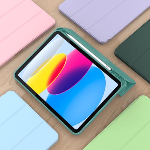 Image of ToaPoia Case for iPad (A16) 11 Inch 2025 /iPad 10th Generation 10.9 Inch 2022, Slim Trifold Stand Protective Cover with Pencil Holder and Soft TPU Back,Support Auto Sleep /Wake (Forest Green)