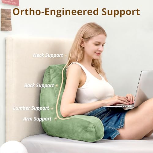 Image of Sasttie Reading Pillow for Bed, Back Pillow for Sitting Up, Sage Green