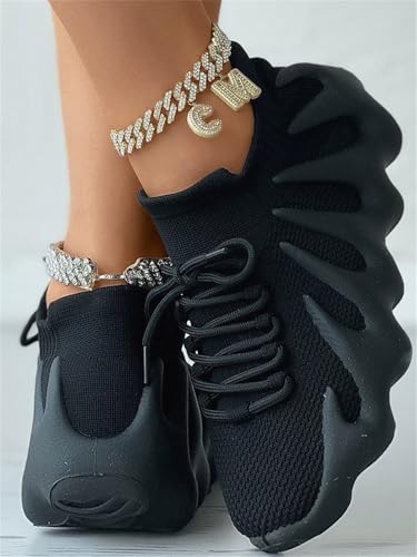 Floral Pattern Embroidery Mesh Sneakers - Women's Breathable Lace-Up Walking Shoes for Casual Athletic Wear4