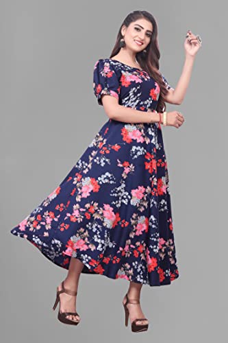 Image of FLARED ALINE MAXI DRESS WITH FLORAL PRINT FOR WOMEN