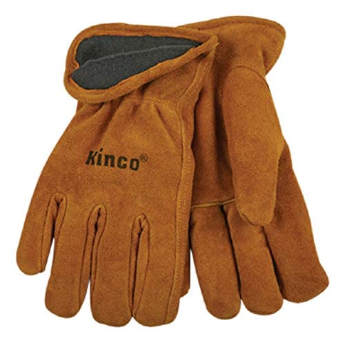 KincoFull-Suede Cowhide Leather Gloves, Lined, XL, Gold, XL