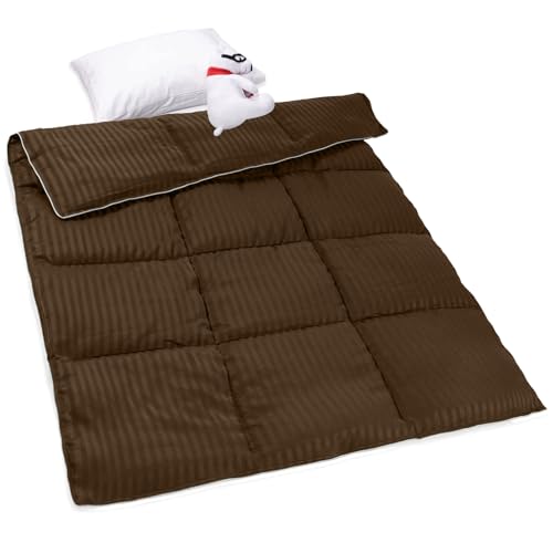 ZPECC Toddler Down Alternative Comforter 39x47 Hypoallergenic Baby Blanket Quilt Soft Breathable Lightweight All Season Kids Duvet Insert for Crib Stroller Cot Daycare Brown