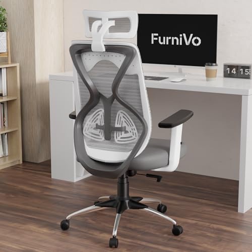 Image of Titan Ergonomic Office Chair for Home & Office | Adjustable Armrests | 120 Recline | Lumbar Support | Thick Cushioned Seat | Heavy-Duty Base | 3 Years Warranty (White Grey)