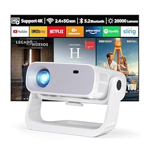 Wielio 2025 Neuer Smart Beamer, ntegrierte Apps, ndroid 11, ative 1080P mit 4K Unterstützung, rapezkorrekt... 6&Bluetooth 5.2, 0000 Lumens, eimkino Beamer Kompatibel mit iOS/Android/PS5