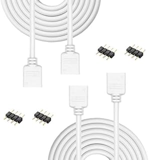 Aroidful 2Pcs 5M 4PIN LED Strip Light Extension Cable, RGB LED Connector Cable 4 Pin, RGB Cable Wire for SMD 5050 3528 2835 RGB LED Light Strip