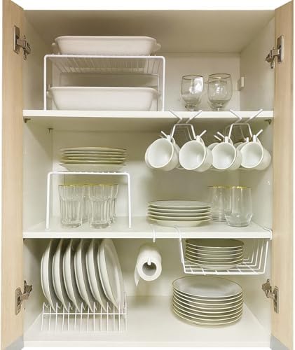 Kit Organizador de Armário Aramado de Cozinha Suporte de Prato Xí...