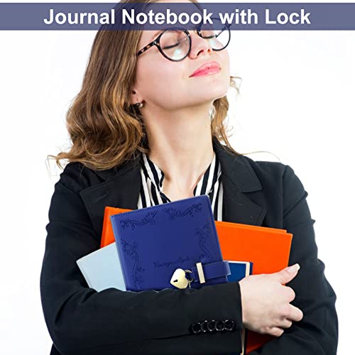 Caderno de diário com chave e caneta para meninas, 192 páginas de couro vintage em forma de coração