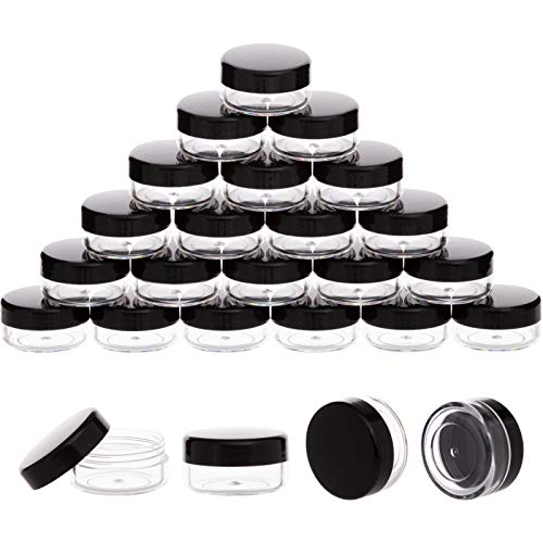 3 Gram Sample Containers, Mini Containers with Lids, 100 Pack Black