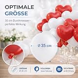 50 x XXL balony nadają się do helu, Ø 40 cm, balony w kształcie serca, czerwone i białe, jako dekoracja dla niej i dla niego, na wesele i Walentynki