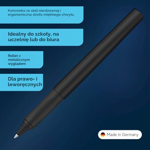 Schneider 186201 Ceod Shiny pióro kulkowe (prawo- i leworęczne, grubość kreski M, w zestawie wkład atramentowy królewski niebieski) Spider Black