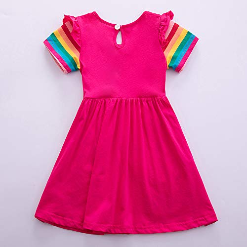 Toddler Cotton Girl Summer Short Sleeve Dress Rainbow Pony Cartoon for Girls 3-7 Years2