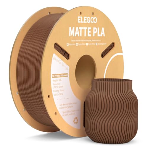 Image of ELEGOO Matte PLA Filament Earth Brown 1KG, 1.75mm 3D Printer Filament Dimensional Accuracy + /- 0.02mm, 1kg Carboard Spool (2.2lbs) Fits for Most FDM 3D Printers
