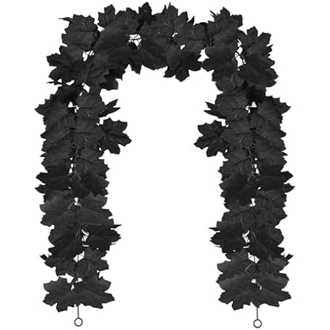 6 Ft Black Maple Leaf Garland for Halloween Cover