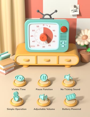 Image of LIORQUE Visual Timer for Kids with Pause, 60 Minute Countdown Timer, Green
