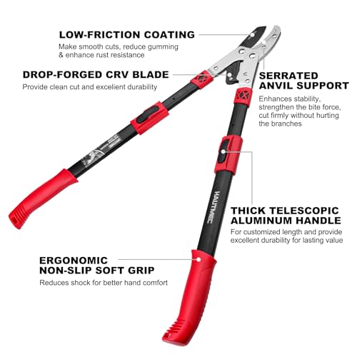 image for HAUTMEC Anvil Loppers for Tree Trimming Heavy Duty, Extendable 27-37''