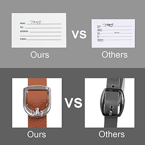 Vigorport Luggage Tag,Leather Identifiers Travel Tags for Suitcase,Bag Tags with Name Card Holder-Set of 4(Brown)