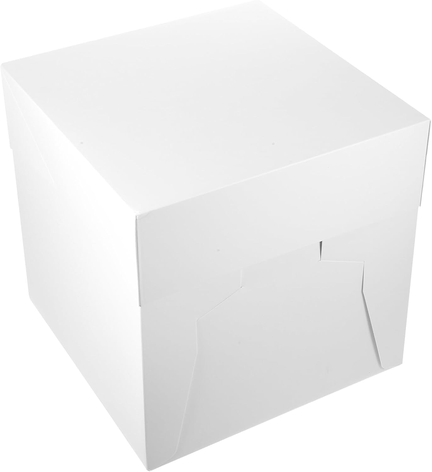 White 12-inch Foldable Cake Box with Tray, Portable Paper Cake Carrier Container for Birthday and Bakery Packaging, 30.5x30.5x30.5cm
