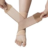 Ankle Brace Support Compression Sleeve - Adjustable, Breathable Neoprene Wrap for Sprained Ankle, Achilles Tendonitis, Plantar Fasciitis Relief - Sports, Running, Basketball - Men & Women (Natural)