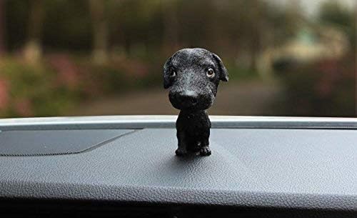LIOU Polyresin Hand-Crafted Pug Bobblehead Mini Puppy Dog Figurine Car Dashboard Decoration Nodding Shaking Head for Room - Black Labrador