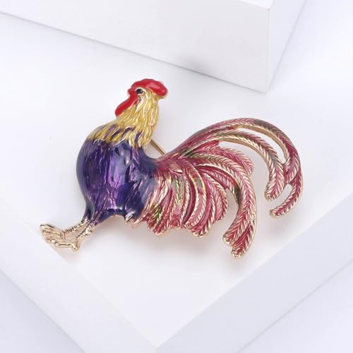 Image of Rooster Brooch Pins for Women, Chicken Brooch Pin, Cute Rooster Animal Brooch Lapel Pin, Bohemian Rooster Chicken Brooches Pins for Women Hat Bag Suit Dress Accessories
