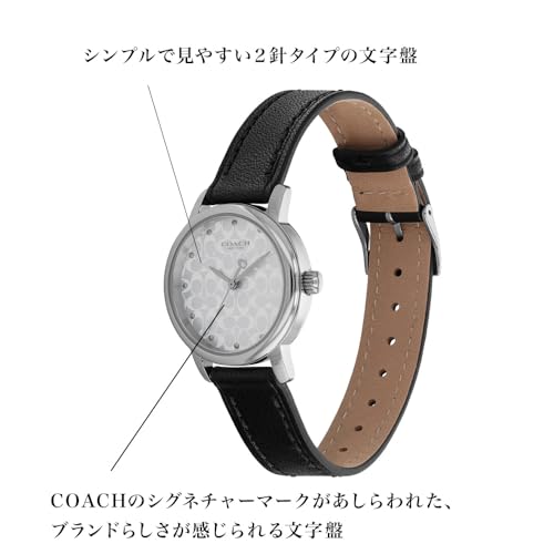 Image of Coach Grand Qtz Basic Silver White Round Dial Women's Watch|Black Calfskin Material|Black Color Band - 14503875