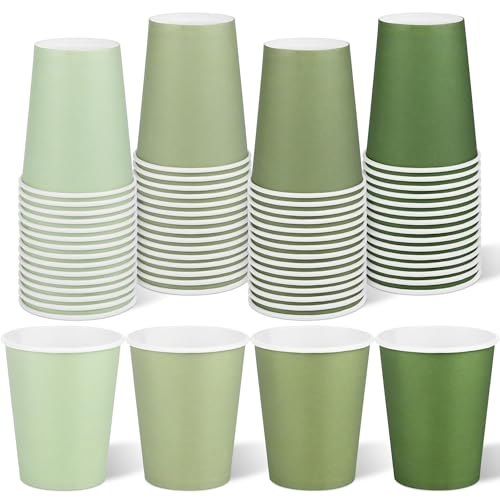 URATOT Sage Green Paper Cups 9 Ounce, 60 Pack
