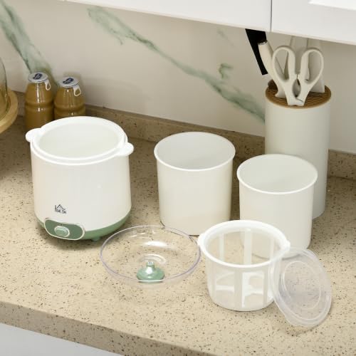 Miniatura 6 de Homcom Yogurtera 20 W 1,5l Máquina De Yogur Para Hacer Yogur Griego Con Filtro Indicador De Encendido Y Calentamiento A Temperatura Constante Ptc 19,5x17,5x21,4 Cm Blanco