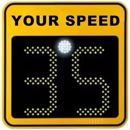 24'' Solar Speed Display Radar Sign, LED Traffic Feedback Sign for Road Safety, Flashing Speed Detector with Accessories - Enhance Safety & Visibility