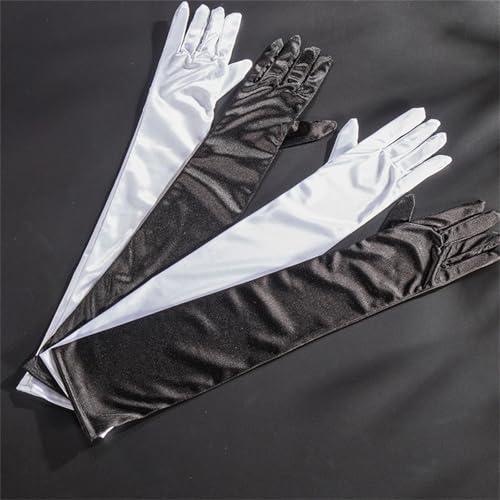 Womens Elegant Elastic Long Gloss Satin Gloves Overlength Sunscreen For Dancing And Formal Driving Attire4