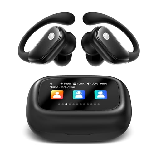 jaddsa Wireless Earbuds, Bluetooth 5.4 Sport Headphones with Smart Charging Case, ENC Noise Cancelling, Ear Buds with IPX7 Waterproof & Bass Stereo Sound for iOS, Android – Jet Black