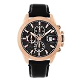 Movimiento dual time para hombre, Tommy Hilfiger presenta un reloj dinámico y detallado con función de doble huso horario que combina 24 horas, 12 horas y minutos en subesferas para un estilo aventurero y sofisticado