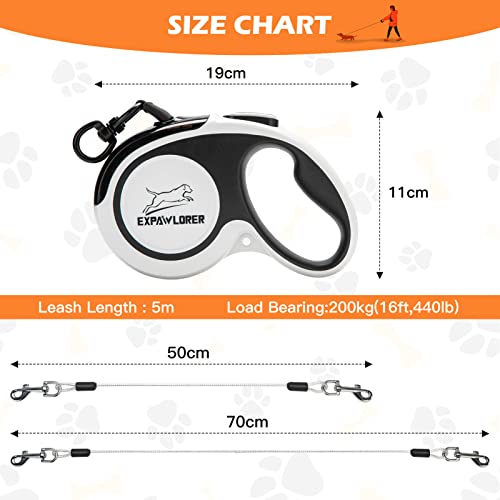 Chew Proof Retractable Dog Lead Reflective Extendable Double Dog
