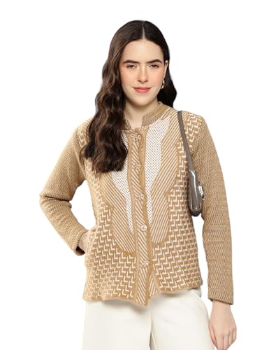Image of Aarika Womens Winter Wear Green Colour Zig Zag Woolen Cardigan