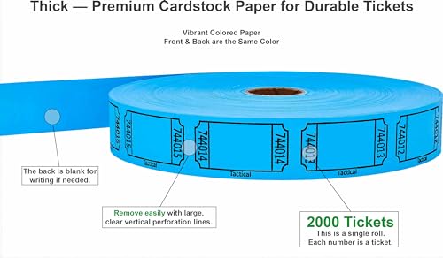 image for Tacticai 2000 Raffle Tickets, Blank, Blue (8 Color Selection), Single 