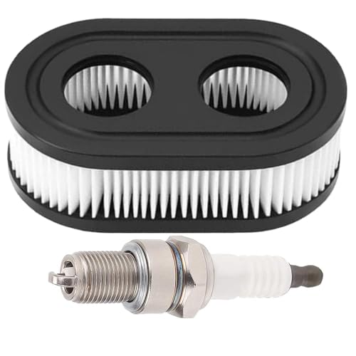 593260 Air Filter and Spark Plug For Troy-Bilt TB115 TB200 TB110 TB230 TB330 TB370 TB380 B&S 550EX 550E 575EX 500E 600E 625EX 675EXI 725EXI 450E Series OHV Engine Replace BS-593260 798452 5432K 4247