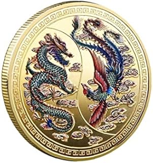 Xunfee Lucky Coin Chinese Phoenix Commemorative Coin Gold Art Collectable Iron Coins
