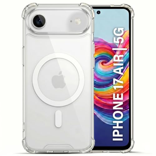 Image of TRUEUPGRADE Back Cover for iPhone 17 Air| Mag-Safe Printed Transparent Case | Hard PC Back + Soft TPU Bumper | Magnetic Print Shockproof Protective Cover | Crystal Clear