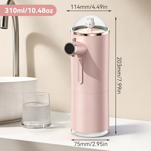 Image of Automatic Soap Dispenser, Cute Foaming Touchless Soap Dispenser Smart Foaming Hand Animal Shape for Bathroom Countertop (Pink)