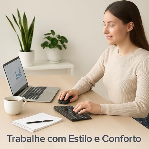 Combo Teclado e Mouse Bluetooth Ultrafino Sem Fio, Portátil e Recarregável E Teclado sem Fio - Compatível com Tablets Android