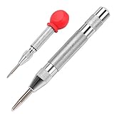 SEDY Super Strong Automatic Centre Punch (Silver) and General Automatic Center Punch （Red）, Adjustable Spring Loaded Metal Drill Tool 2pcs