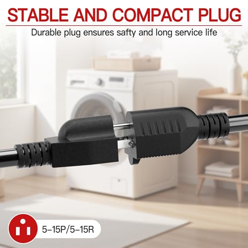 Image of 18 /3 Indoor Extension Cord 6 FT, Black Extension Cord Flexible & Durable, 3 Prong Power Cable, Suitable for Home and Office, 10 Amp 1250 Watt 125VAC 18AWG, ETL Listed