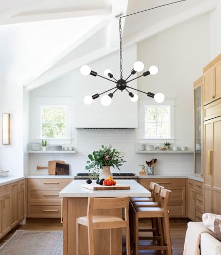 Image of 8 Lights Plug in Chandelier, Hanging Lights Black Plug in Pendant Light
