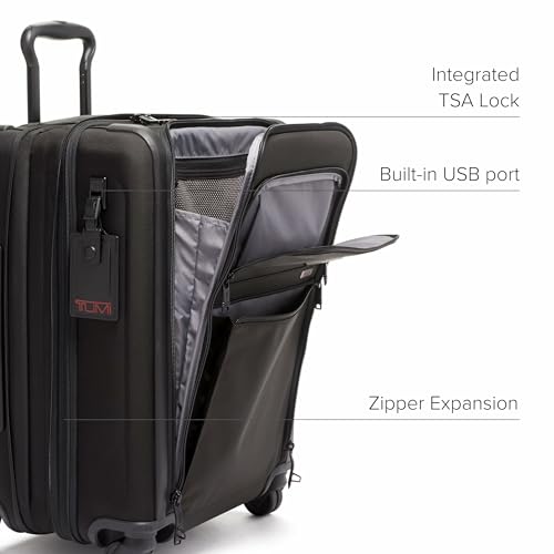 TUMI - Alpha Continental Expandable 4-Wheeled Carry-On Luggage - Compact Travel Suitcase - TSA Lock Tracer - Black4