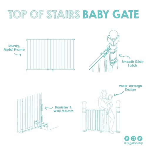 Image of Regalo Safety 29 inch-43 inch Extra Wide Baby Gate for Top of Stairs & Dooways