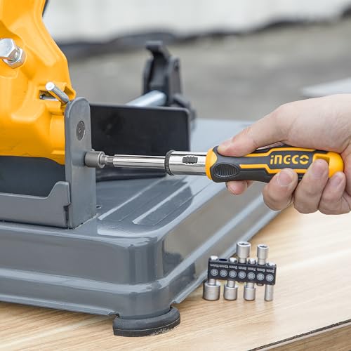 Image of INGCO 24 IN 1 Ratchet Screwdriver Set, INGCO Style Ratchet Handle, 16 Pcs Screwdriver Bits, 7 Pcs 1 /4 inch Power sleeve